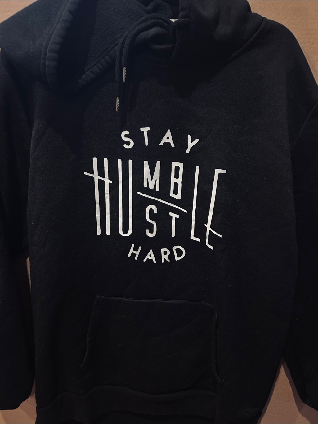 Stay Humble Hustle Hard Black Graphic Hoodie Trendy